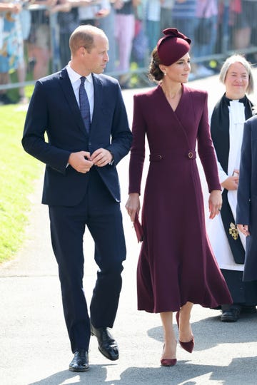 st davids, wales september 08 prince william, prince of wales and catherine, princess of wales arrive at st davids cathedral to commemorate the life of her late majesty queen elizabeth ii on the first anniversary of her passing on september 08, 2023 in st davids, wales st davids has been a site of pilgrimage and worship for over 1,400 years, since st david, the patron saint of wales, settled there with his monastic community in the sixth century photo by chris jacksongetty images