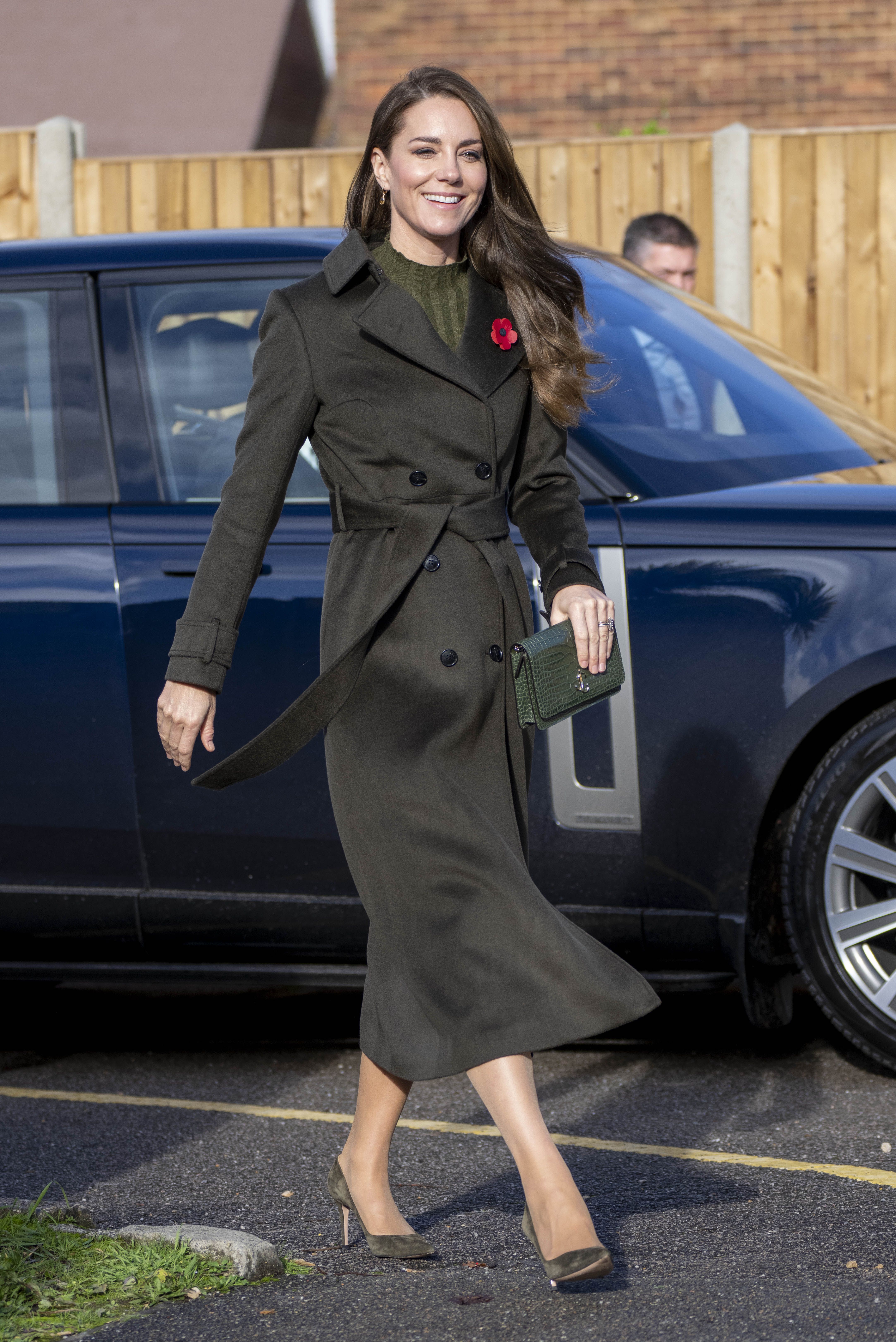 Kate Middleton Green Trench Wool Coat