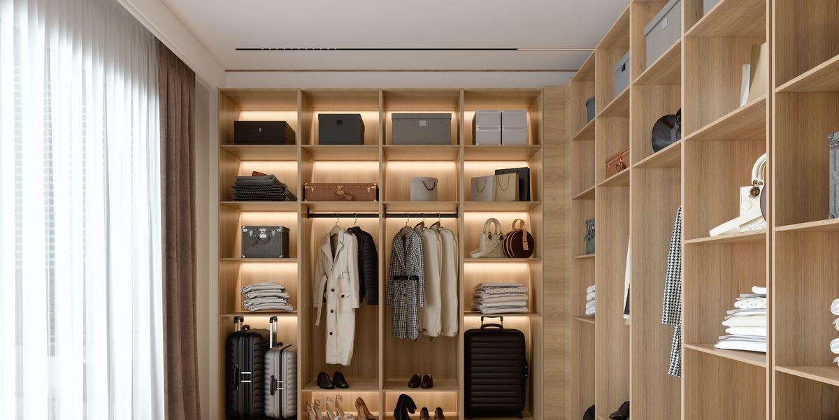 modern dressing room interior with wardrobe