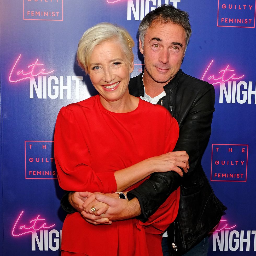 london, england   may 20  dame emma thompson l and greg wise attend a gala screening of late night at picturehouse central on may 20, 2019 in london, england  photo by david m benettdave benettwireimage