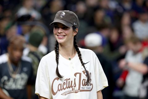 houston texas November 04 Kendall Jenner attends the 2021 Cactus Jack Foundation Fall Classic Softball game at Minute Maid Park on November 04, 2021 in Houston, TX photo by bob leveygetty images