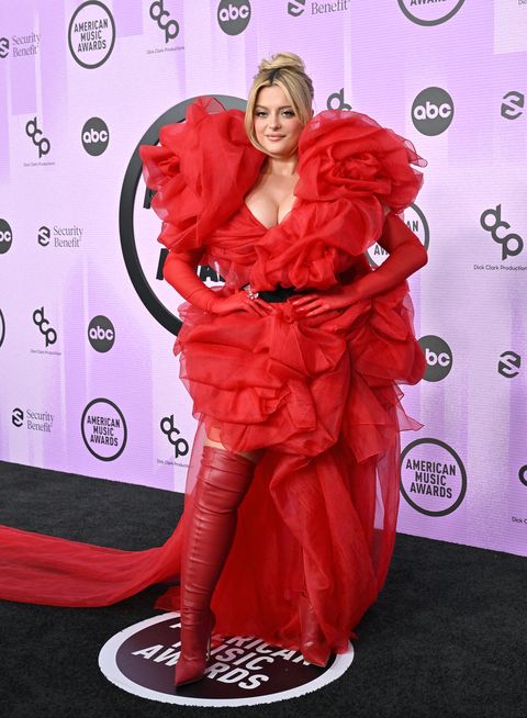 los angeles, california   november 20 editorial use only bebe rexha attends the 2022 american music awards at microsoft theater on november 20, 2022 in los angeles, california photo by axellebauer griffinfilmmagic