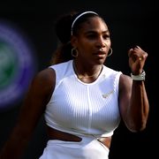london, england   july 04 serena williams of the united states celebrates match point in her ladies singles second round match against kaja juvan of slovenia during day four of the championships   wimbledon 2019 at all england lawn tennis and croquet club on july 04, 2019 in london, england photo by laurence griffithsgetty images