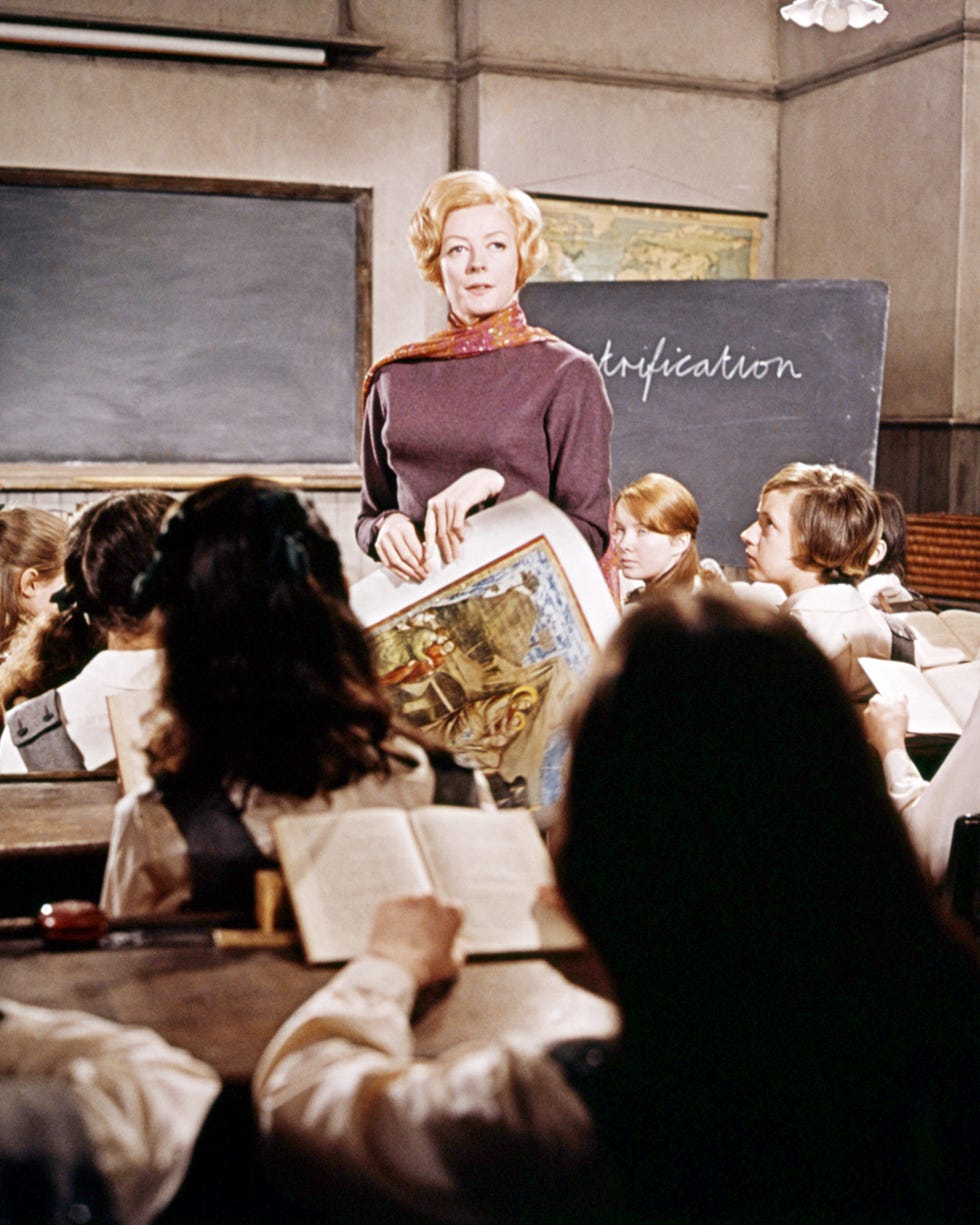 english actress maggie smith as jean brodie in a classroom scene from the prime of miss jean brodie
