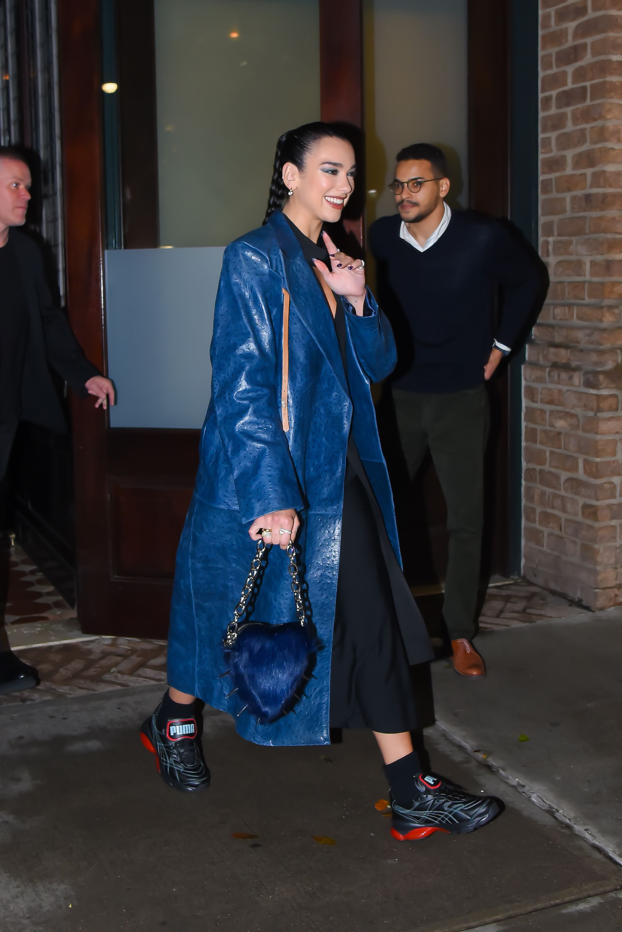Dua Lipa Just Wore the Coolest Blue Leather Trench Coat