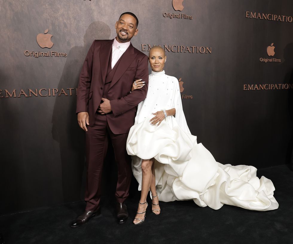 los angeles, california november 30 will smith l and jada pinkett smith r attend the premiere of apple original films emancipation at regency village theatre on november 30, 2022 in los angeles, california photo by amy sussmanwireimage