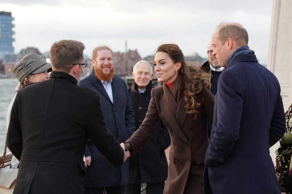 boston, massachusetts   december 01 catherine, princess of wales and prince william, prince of wales visit east boston to see the changing face of boston’s shoreline as the city contends with rising sea levels on december 01, 2022 in boston, massachusetts the prince and princess of wales are visiting the coastal city of boston to attend the second annual earthshot prize awards ceremony, an event which celebrates those whose work is helping to repair the planet during their trip, which will last for three days, the royal couple will learn about the environmental challenges boston faces as well as meeting those who are combating the effects of climate change in the area photo by chris jacksongetty images