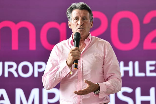 munich, germany   august 18 lord sebastian coe, world athletics president speaks during the european athletics championships roma 2024 reception at bmw world on august 18, 2022 in munich, germany photo by simon hofmanngetty images for european athletics