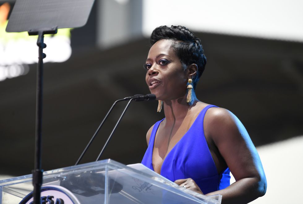 los angeles, california   june 12 nichol whiteman speaks onstage during the 5th anniversary los angeles dodgers foundation blue diamond gala at dodger stadium on june 12, 2019 in los angeles, california photo by frazer harrisongetty images for los angeles dodgers foundation