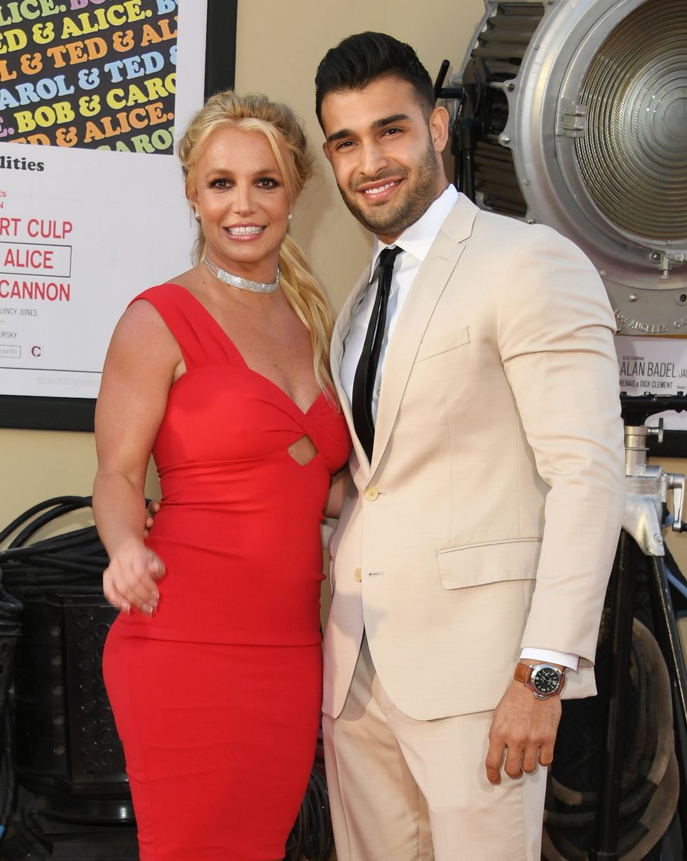 hollywood, california   july 22  britney spears and sam asghari attend sony pictures once upon a timein hollywood los angeles premiere on july 22, 2019 in hollywood, california photo by jon kopalofffilmmagic