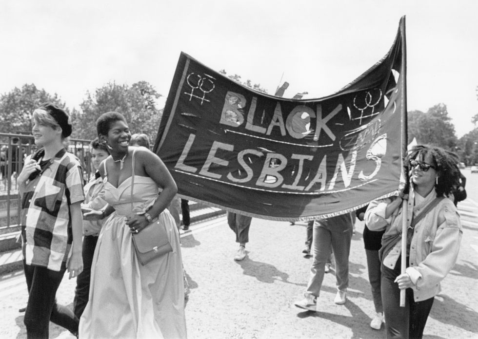 lesbian  gay pride, london 1985 photo by photofusionuniversal images group via getty images