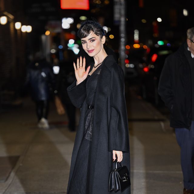 new york, new york   december 12 lily collins visits the the late show with stephen colbert at the ed sullivan theater on december 12, 2022 in new york city photo by james devaneygc images