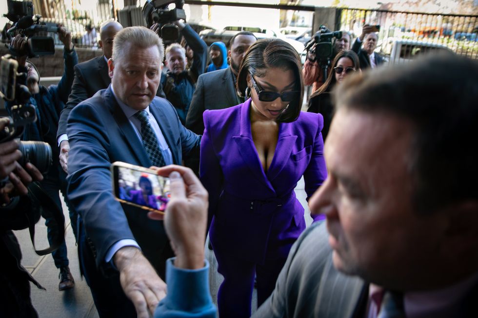 los angeles, ca december 13 megan thee stallion whose legal name is megan pete arrives at court to testify in the trial of rapper tory lanez for allegedly shooting her on tuesday, dec 13, 2022 in los angeles, ca jason armond los angeles times via getty images
