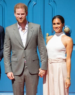 dusseldorf, germany september 06 prince harry, duke of sussex and meghan, duchess of sussex during the invictus games dusseldorf 2023 one year to go launch event on september 06, 2022 in dusseldorf, germany the invictus games will be held in germany for the first time in september 2023 photo by samir husseinwireimage