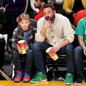 los angeles, california december 13 ben affleck and his son samuel garner affleck attend a basketball game between the los angeles lakers and the boston celtics at cryptocom arena on december 13, 2022 in los angeles, california photo by allen berezovskygetty images