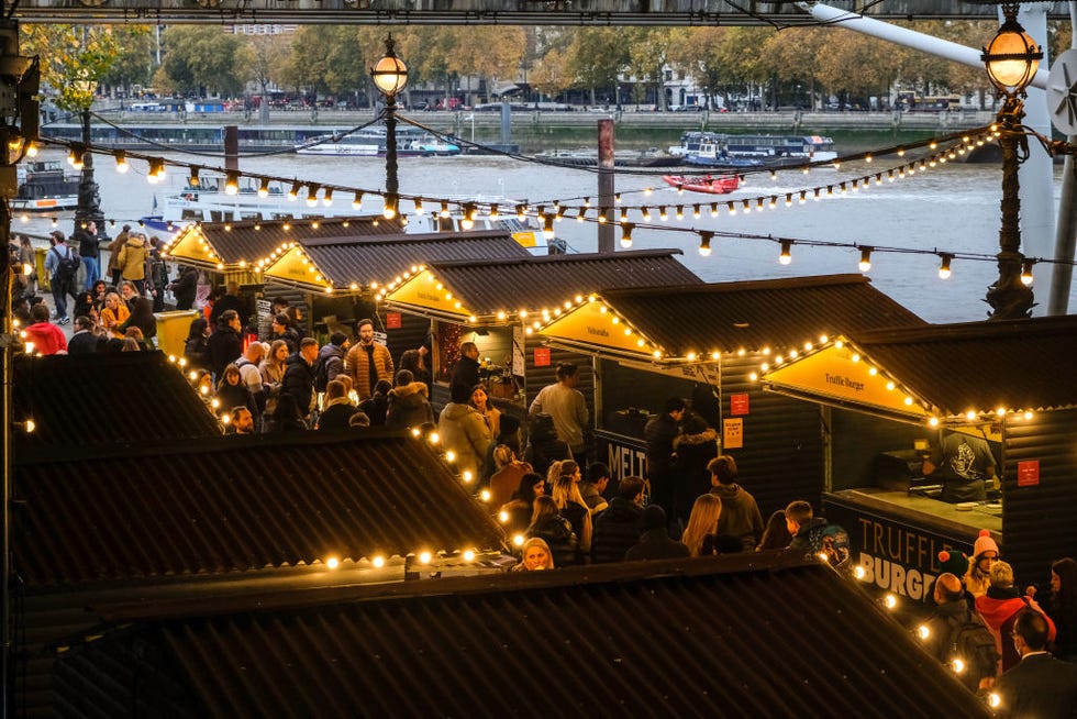 london, united kingdom november 14, 2021 the christmas market under hungerford bridge on londons southbank photo credit should read matthew chattlefuture publishing via getty images