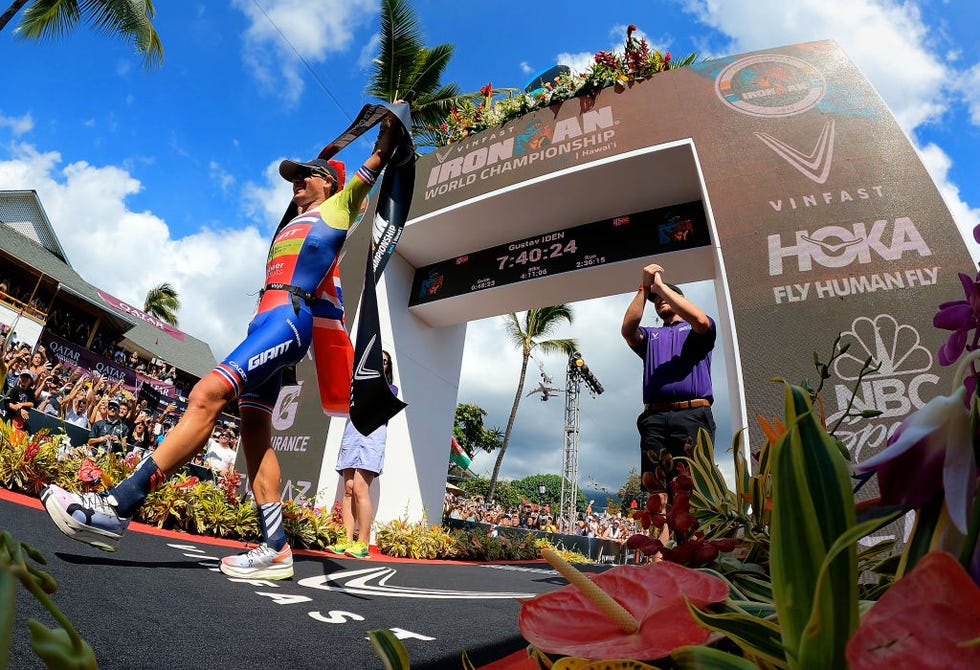 kailua kona, hawaii october 08 gustav iden of norway celebrates after winning the ironman world championships on october 08, 2022 in kailua kona, hawaii photo by tom penningtongetty images for ironman