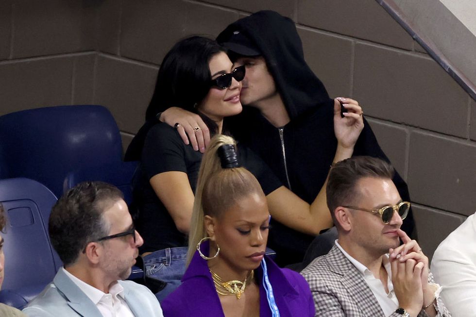 new york, new york september 10 kylie jenner and actor timothée chalamet look on during the mens singles final match between novak djokovic of serbia and daniil medvedev of russia on day fourteen of the 2023 us open at the usta billie jean king national tennis center on september 10, 2023 in the flushing neighborhood of the queens borough of new york city photo by mike stobegetty images