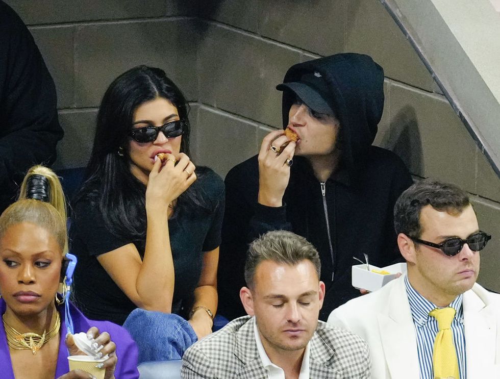 new york, new york september 10 kylie jenner and timothée chalamet are seen at the final game with novak djokovic vs daniil medvedev at the 2023 us open tennis championships on september 10, 2023 in new york city photo by gothamgc images