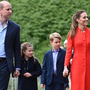 britains prince william, duke of cambridge, britains catherine, duchess of cambridge, and their children britains prince george and britains princess charlotte visit cardiff castle in wales on june 4, 2022 as part of the royal familys tour for queen elizabeth iis platinum jubilee celebrations over the course of the central weekend, members of the royal family will visit the nations of the united kingdom to celebrate the queens platinum jubilee photo by ashley crowden various sources afp photo by ashley crowdenafp via getty images