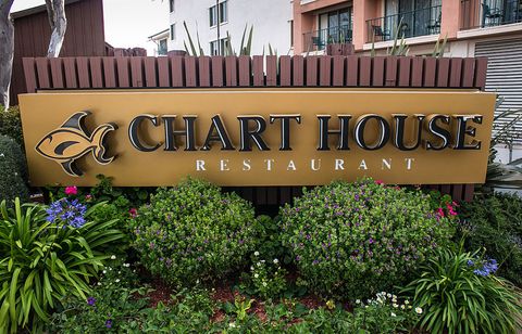 the entrance to the popular chart house restaurant