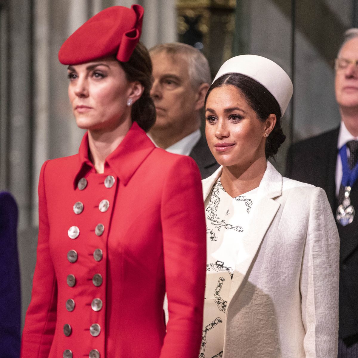 london, england march 11 catherine, the duchess of cambridge stands with meghan, duchess of sussex at westminster abbey for a commonwealth day service on march 11, 2019 in london, england commonwealth day has a special significance this year, as 2019 marks the 70th anniversary of the modern commonwealth, with old ties and new links enabling cooperation towards social, political and economic development which is both inclusive and sustainable the commonwealth represents a global network of 53 countries and almost 24 billion people, a third of the worlds population, of whom 60 percent are under 30 years old each year the commonwealth adopts a theme upon which the service is based this years theme a connected commonwealth speaks of the practical value and global engagement made possible as a result of cooperation between the culturally diverse and widely dispersed family of nations, who work together in friendship and goodwill the commonwealths governments, institutions and people connect at many levels, including through parliaments and universities they work together to protect the natural environment and the ocean which connects many commonwealth nations, shore to shore cooperation on trade encourages inclusive economic empowerment for all people particularly women, youth and marginalised communities the commonwealths friendly sporting rivalry encourages people to participate in sport for development and peace photo by richard pohle wpa poolgetty images