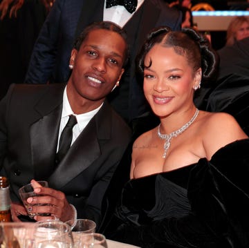 beverly hills, california january 10 80th annual golden globe awards pictured l r a$ap rocky and rihanna attend the 80th annual golden globe awards held at the beverly hilton hotel on january 10, 2023 in beverly hills, california photo by christopher polknbc via getty images