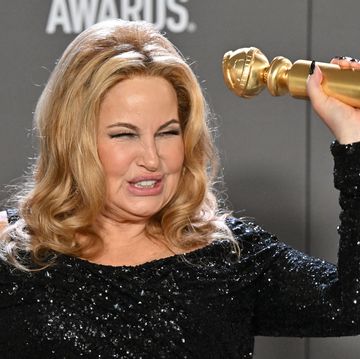 us actress jennifer coolidge poses with the award for best supporting actress television limited seriesmotion picture for the white lotus in the press room during the 80th annual golden globe awards at the beverly hilton hotel in beverly hills, california, on january 10, 2023 photo by frederic j brown afp photo by frederic j brownafp via getty images