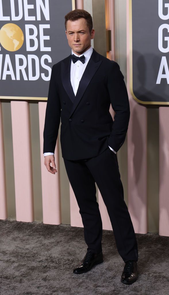 beverly hills, california january 10 80th golden globe awards taron egerton arrives to the 80th golden globe awards held at the beverly hilton hotel on january 10, 2023 photo by robert gauthier los angeles times via getty images