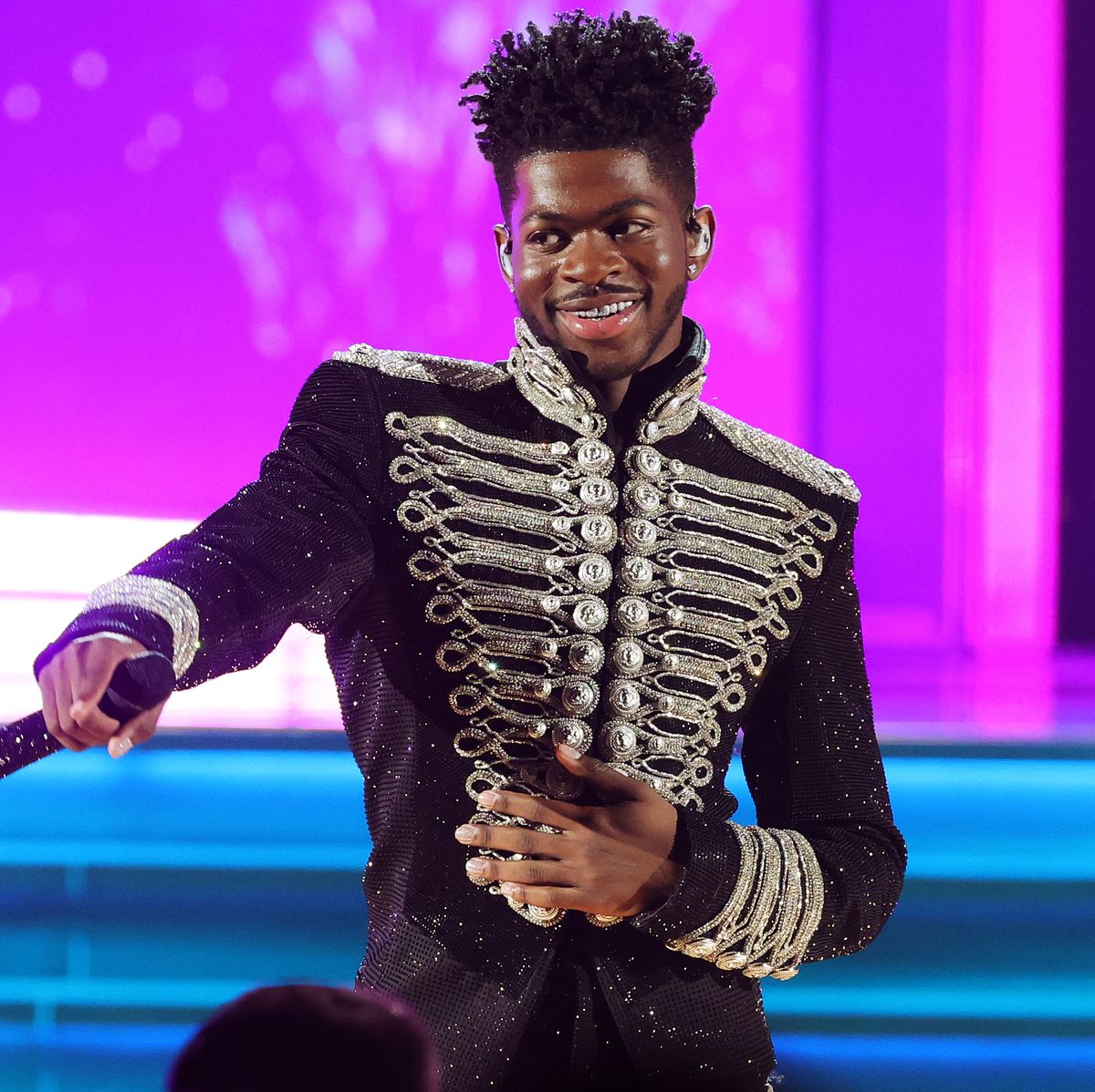 las vegas, nevada april 03 lil nas x performs onstage during the 64th annual grammy awards at mgm grand garden arena on april 03, 2022 in las vegas, nevada photo by rich furygetty images for the recording academy