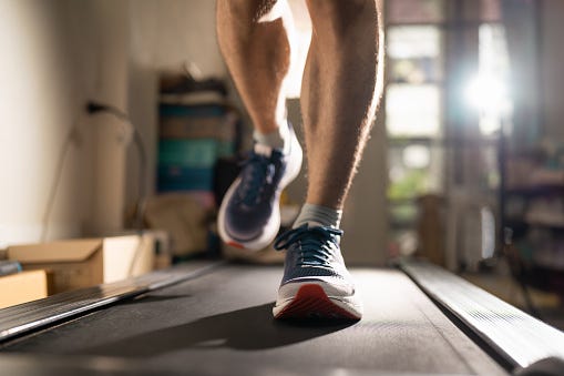 running on a treadmill at home
