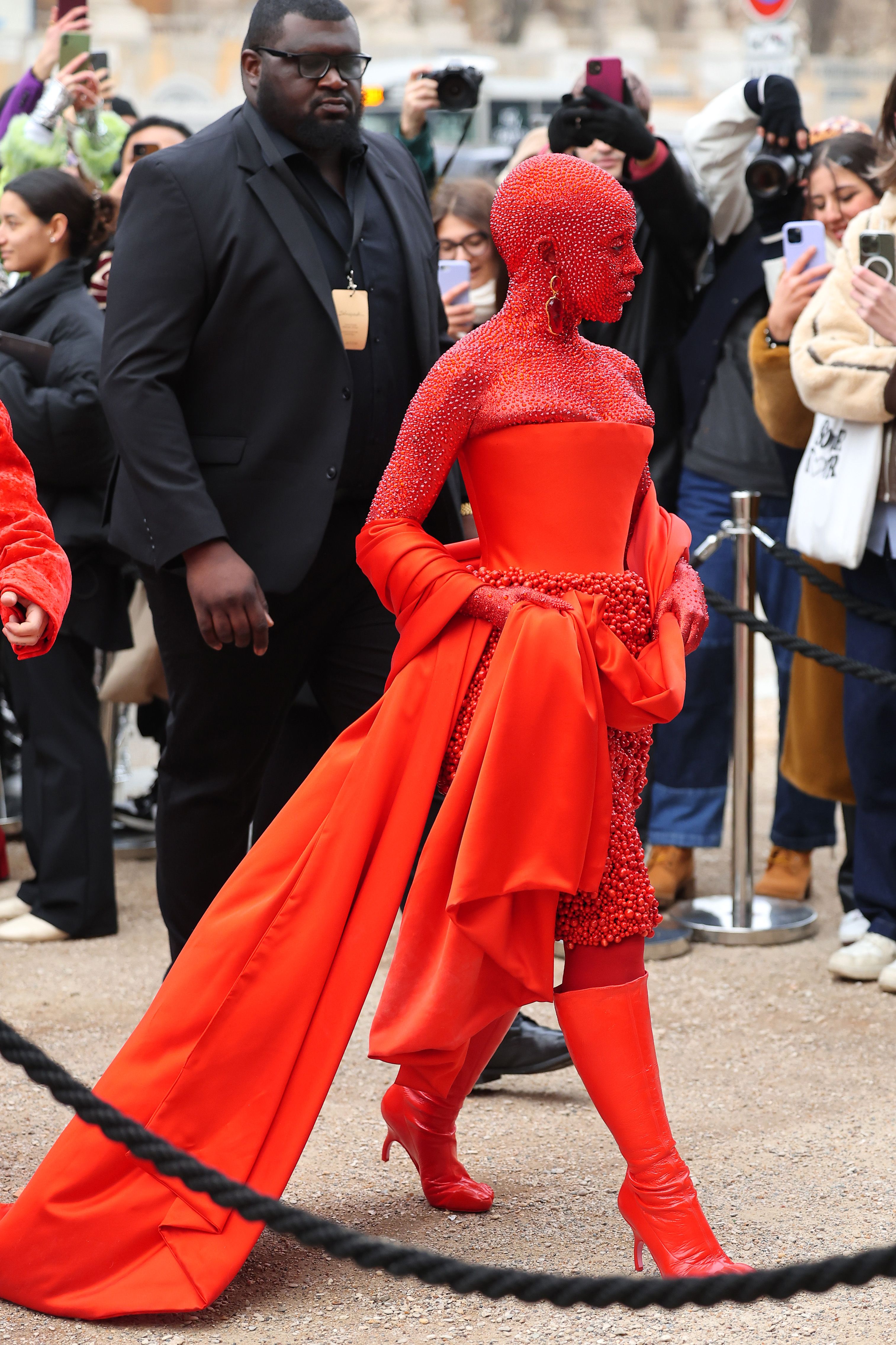 Doja Cat rocks up to Viktor & Rolf's Paris Fashion Week show with fake  moustache