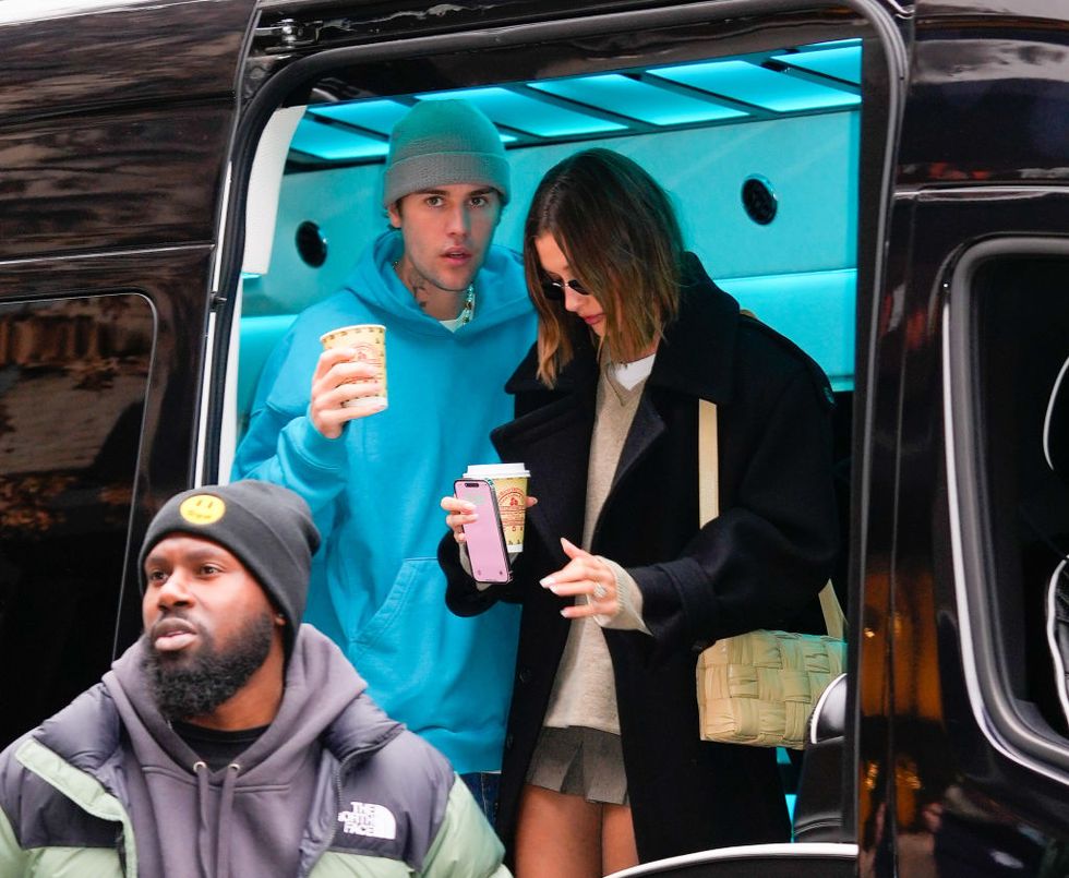 new york, new york january 22 justin bieber and hailey bieber are seen on january 22, 2023 in new york city photo by gothamgc images