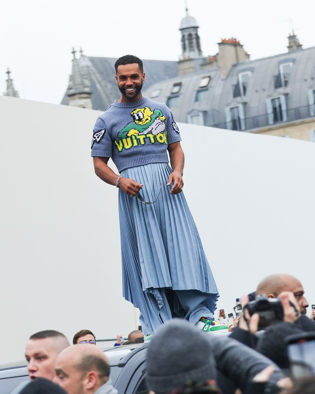 paris, france january 19 lucien laviscount attends the louis vuitton menswear fall winter 2023 2024 show as part of paris fashion week on january 19, 2023 in paris, france photo by jacopo raulegc images