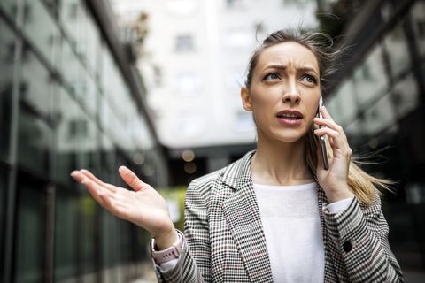 woman talking on phone, giving up complaining for lent