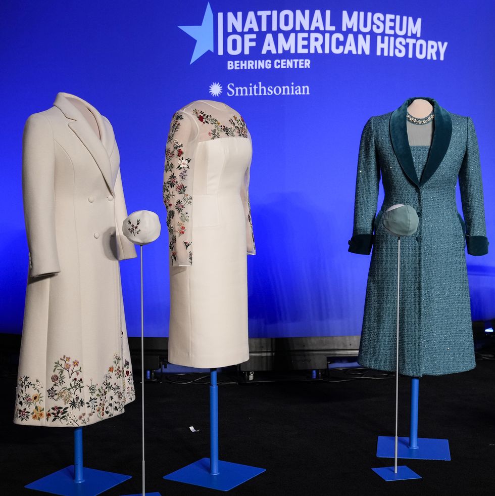 washington, dc january 25 first lady jill biden's inauguration day attire is displayed during an event to present her inauguration day attire to the smithsonian's first ladies collection at the smithsonian national museum of american history on january 25, 2023 in washington, dc presenting the first lady's inauguration attire at the smithsonian is a tradition dating back to helen taft in 1912 photo by drew angerergetty images