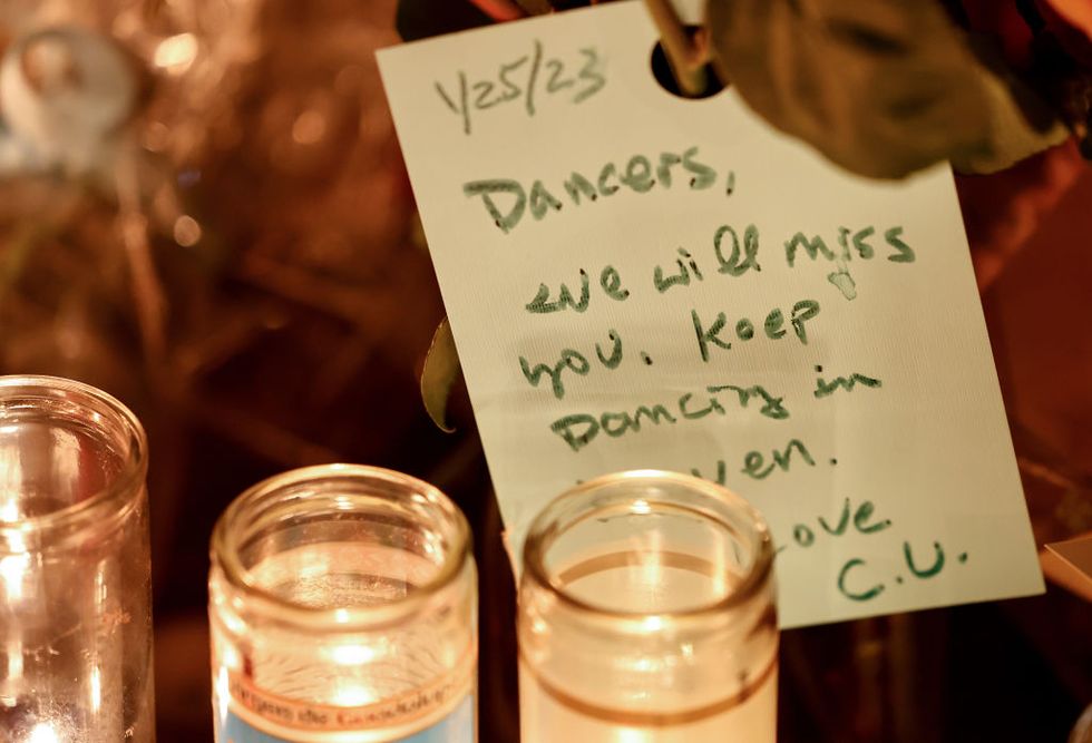 monterey park, california january 25 a message to the dancers is viewed at a candlelight vigil at the growing memorial outside the star ballroom dance studio where a deadly mass shooting took place on january 25, 2023 in monterey park, california eleven people died and nine more were injured at the studio near a lunar new year celebration last saturday night us vice president kamala harris visited the memorial today and met with families of victims in the predominantly asian american community of monterey park photo by mario tamagetty images