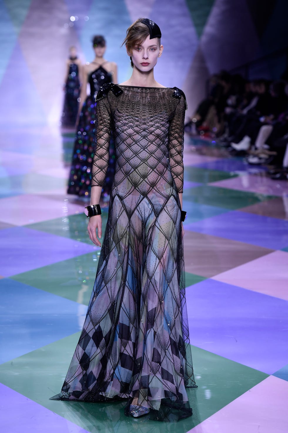 paris, france january 24 a model walks the runway during the armani prive haute couture springsummer 2023 fashion show as part of the paris haute couture week on january 24, 2023 in paris, france photo by victor virgilegamma rapho via getty images