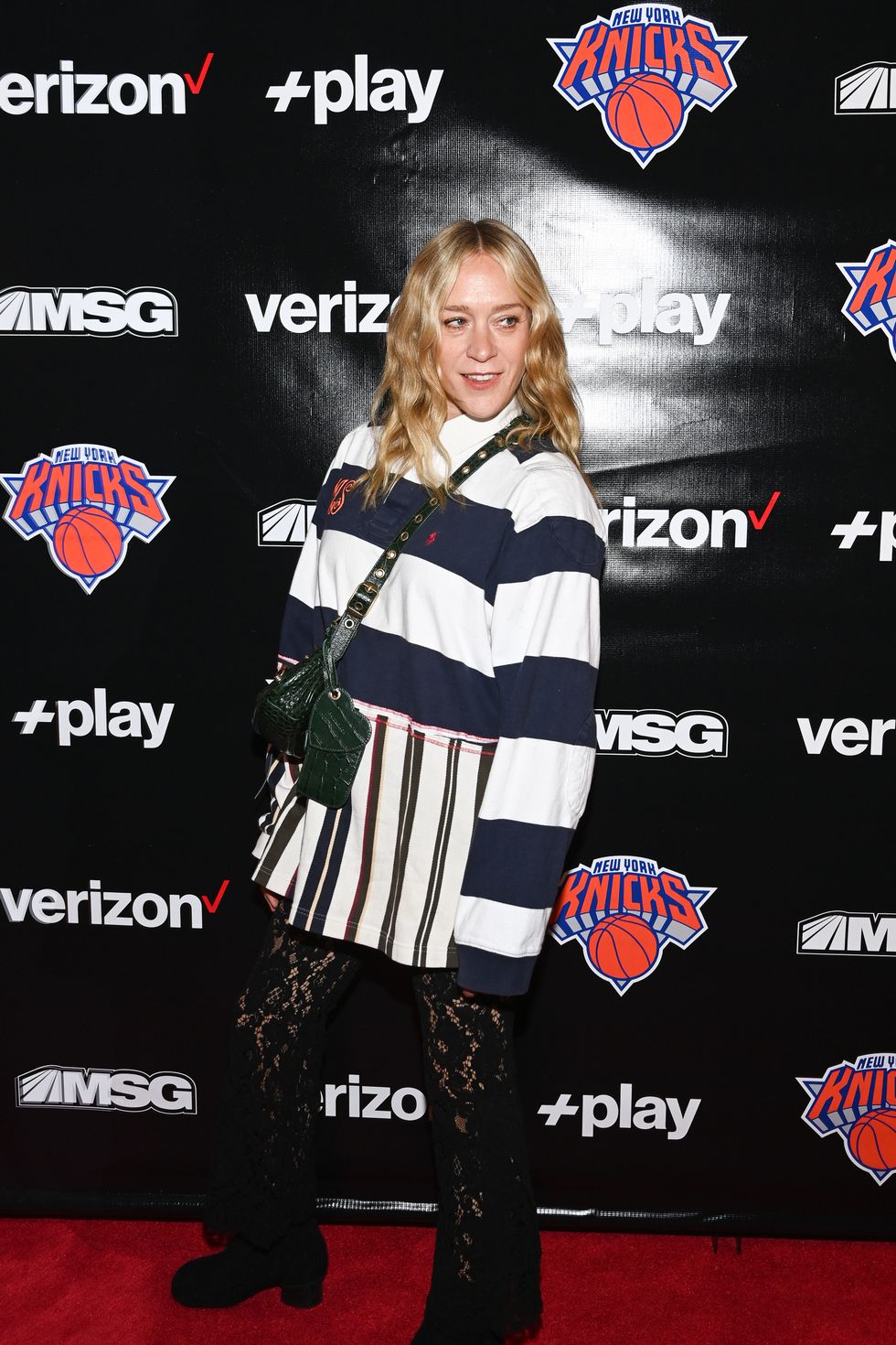 new york, new york october 21 chloë sevigny attends the verizon play red carpet at madison square garden for the new york knicks home opener on october 21, 2022 in new york city photo by dave kotinskygetty images for verizon