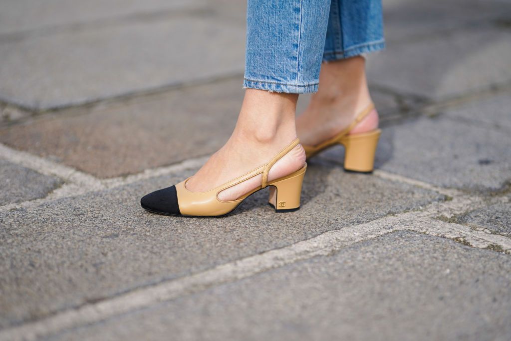 Chanel Sligback | Chanel slingback, Fashion shoes, Chanel slingback shoes