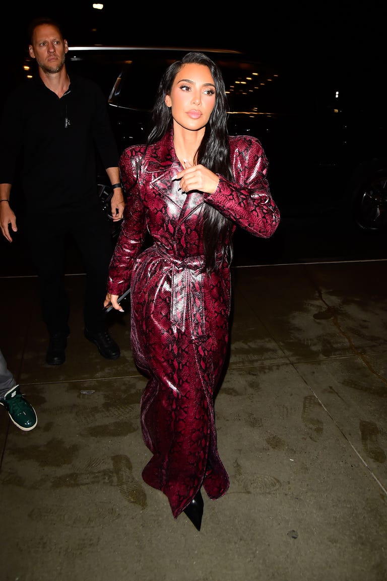 Kim Kardashian Transforms Her Cherry Snakeskin Trench Into a Day-to ...