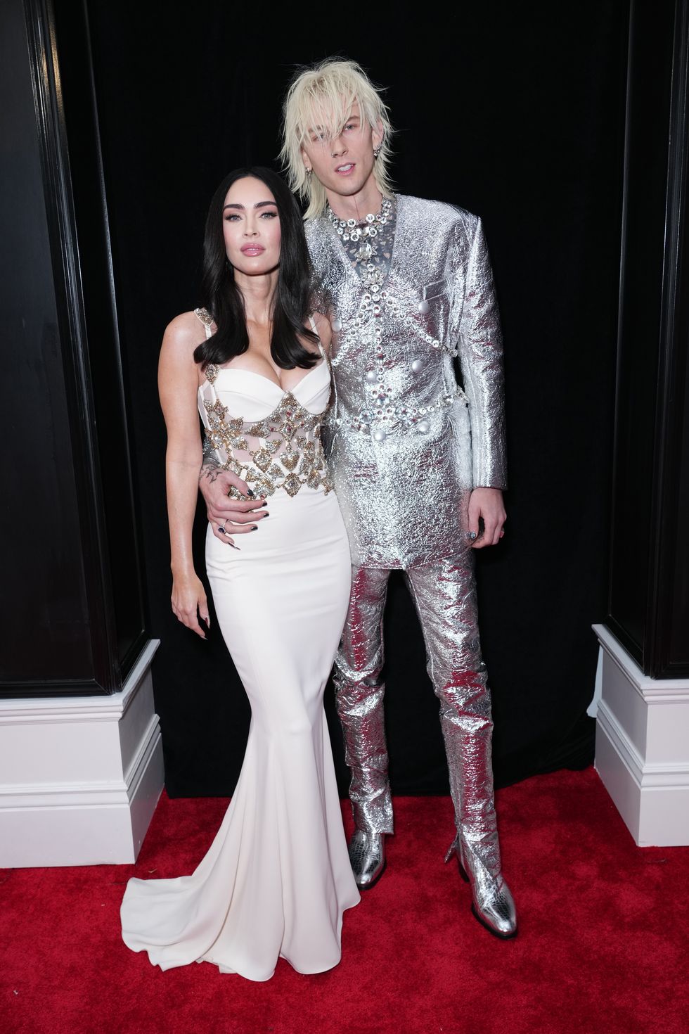 Megan Fox Introduced All of the Glamour in an Ivory Robe on the 2023 Grammys