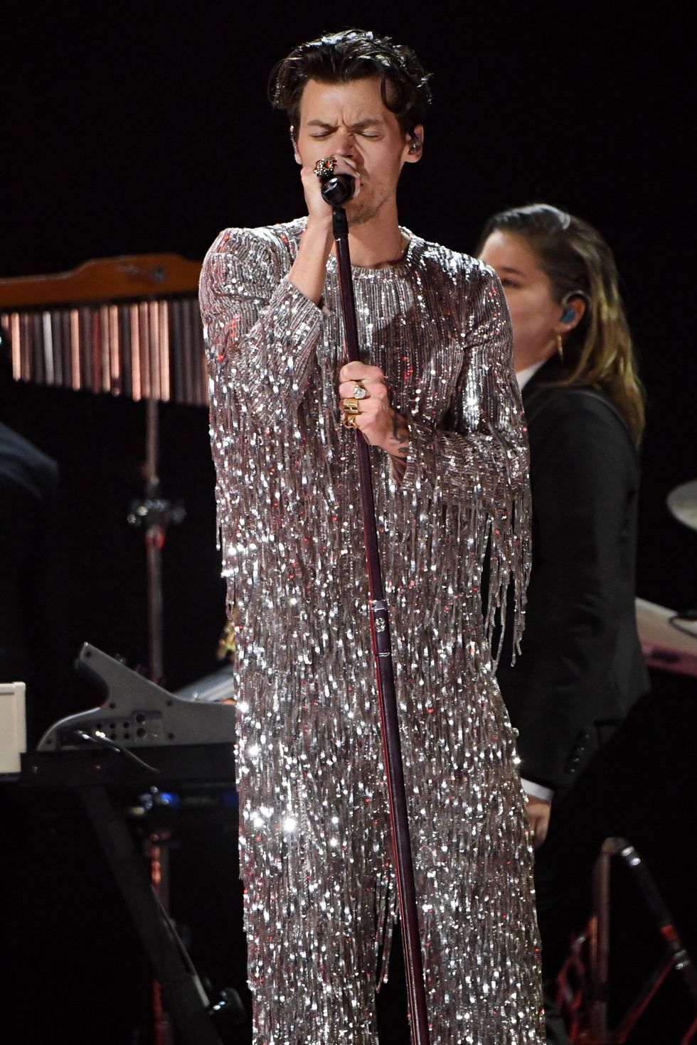 Watch Harry Styles Dance in Silver Fringe While Performing "As It Was