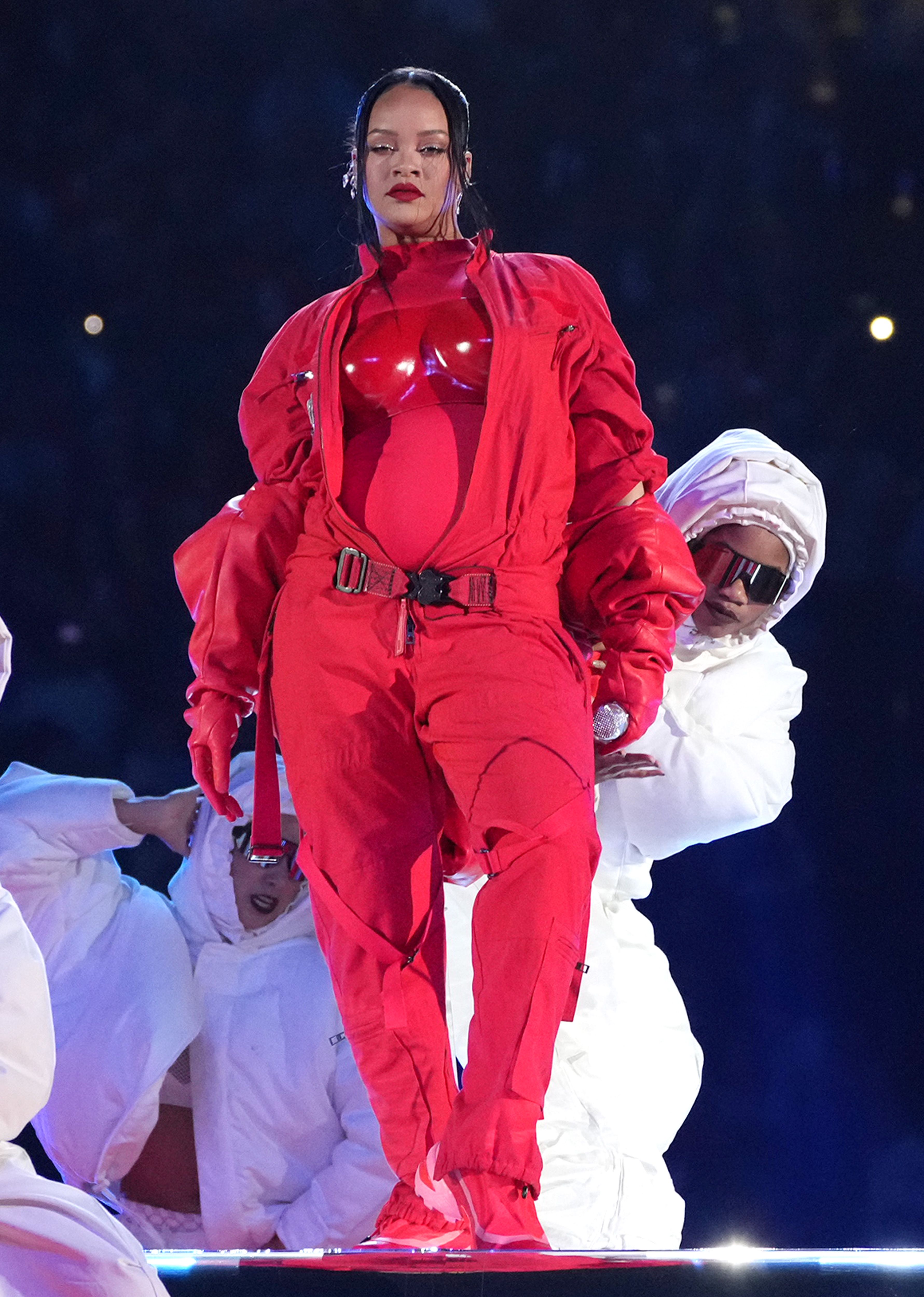 Rihanna's Denim Jumpsuit at Louis Vuitton Fashion Show