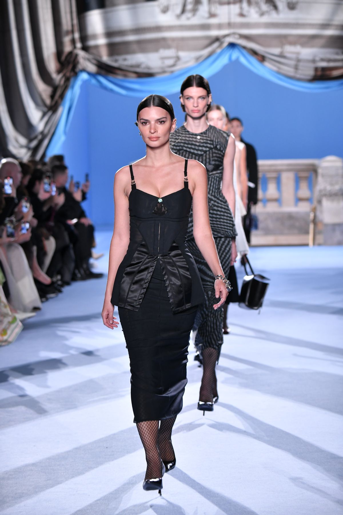 emily ratajkowski on the runway at tory burch fall 2023 ready to wear fashion show on february 13, 2023 in new york, new york photo by rodin banicawwd via getty images