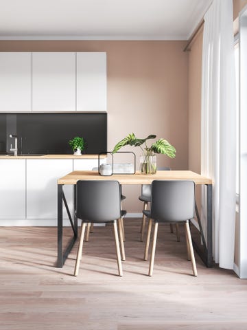 minimalist kitchen and dining room render image