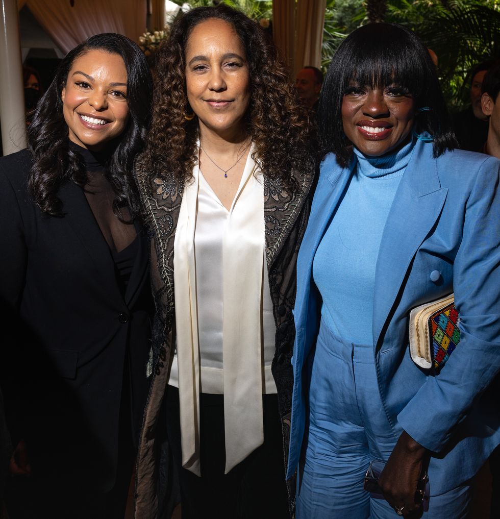 los angeles, ca january 13 nicole brown, president, tristar pictures, gina prince bythewood, director of the woman king, and actress viola davis, from left, at the afi awards at four seasons hotel, in los angeles, ca, friday, jan 13, 2023 the entertainment industrys biggest names mingle, on the awards seasons road toward the oscars jay l clendenin los angeles times via getty images