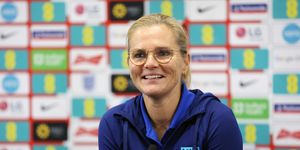 burton upon trent, england february 07 sarina wiegman, head coach of england speaks to the media during an england squad announcement and press conference at st georges park on february 07, 2023 in burton upon trent, england photo by catherine ivillgetty images photo by catherine ivillgetty images