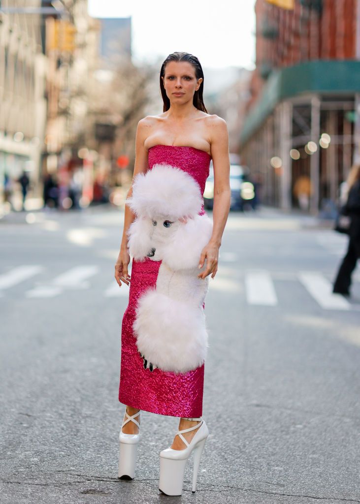 Julia Fox Wore a Cartoon Poodle on Her Sequined Dress for NYFW