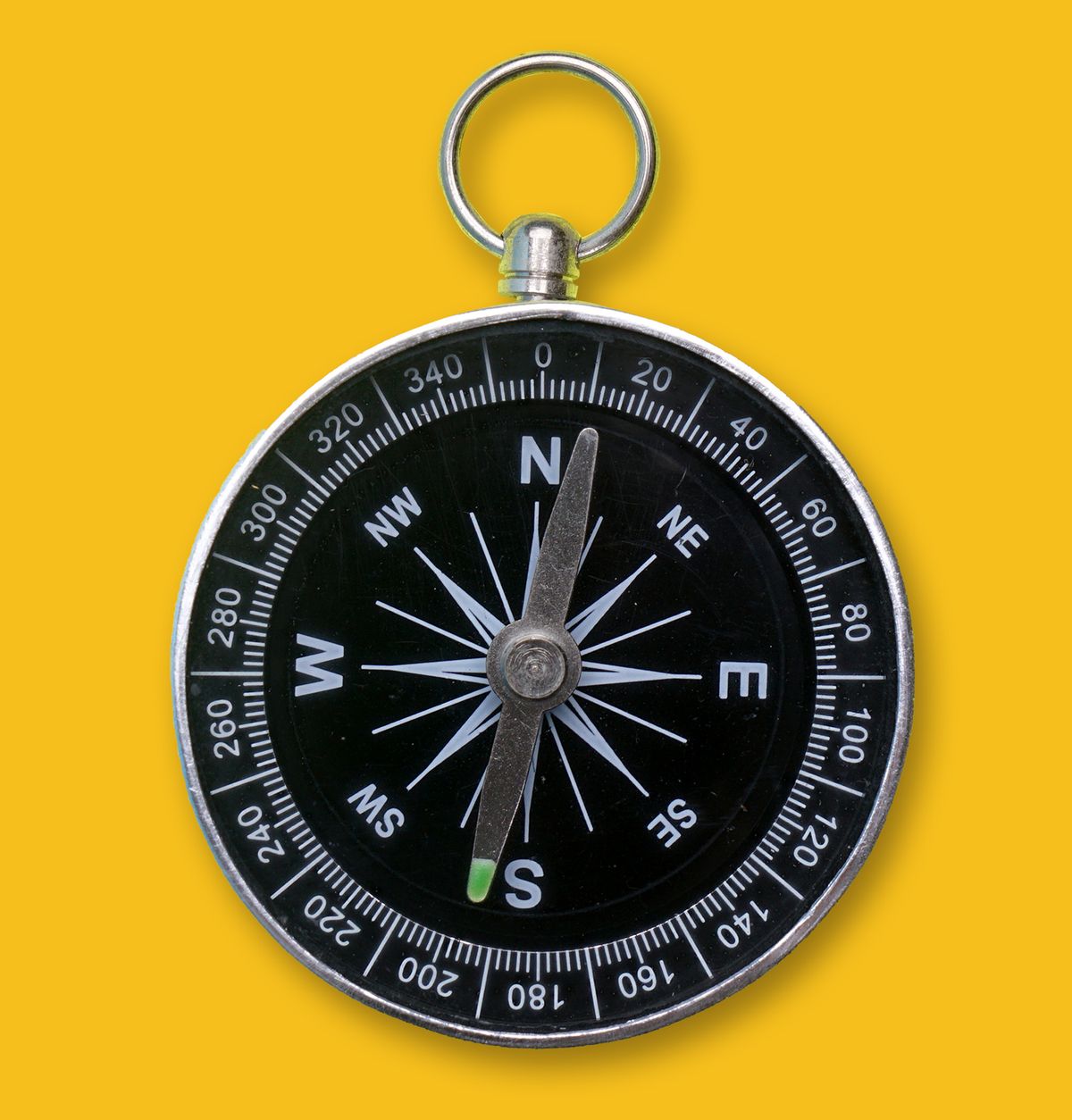 compass on a yellow background